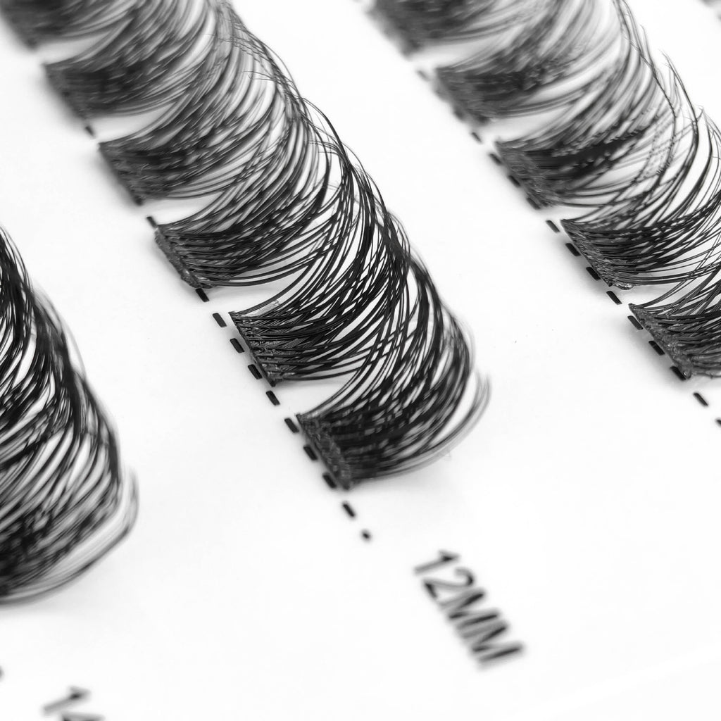 Glue Free Self Adhesive Lash Clusters, No Glue Needed Pre-Banded Cluster Lashes C Curl 12-16mm