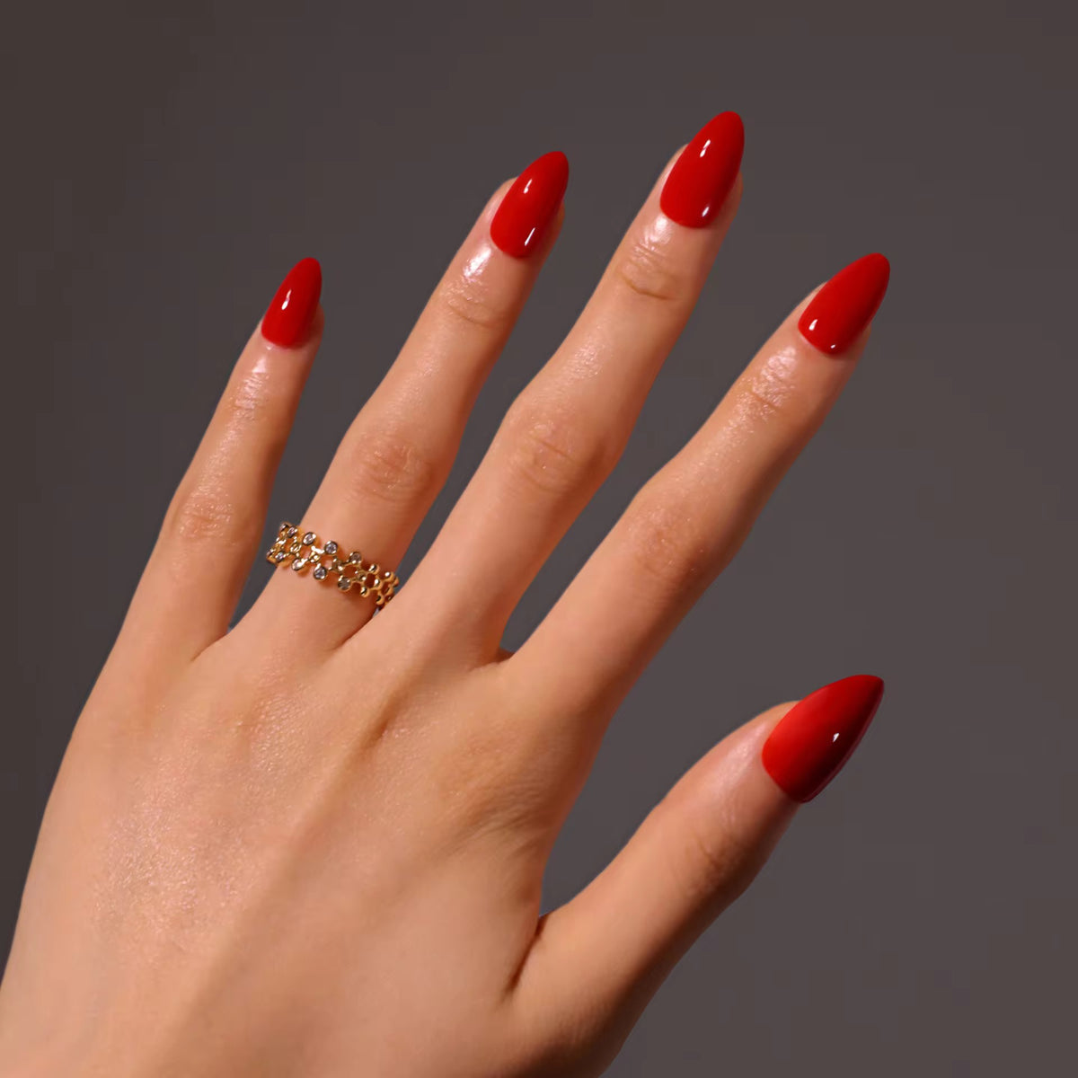 Red Wear‑Resistant Almond Press On Nails