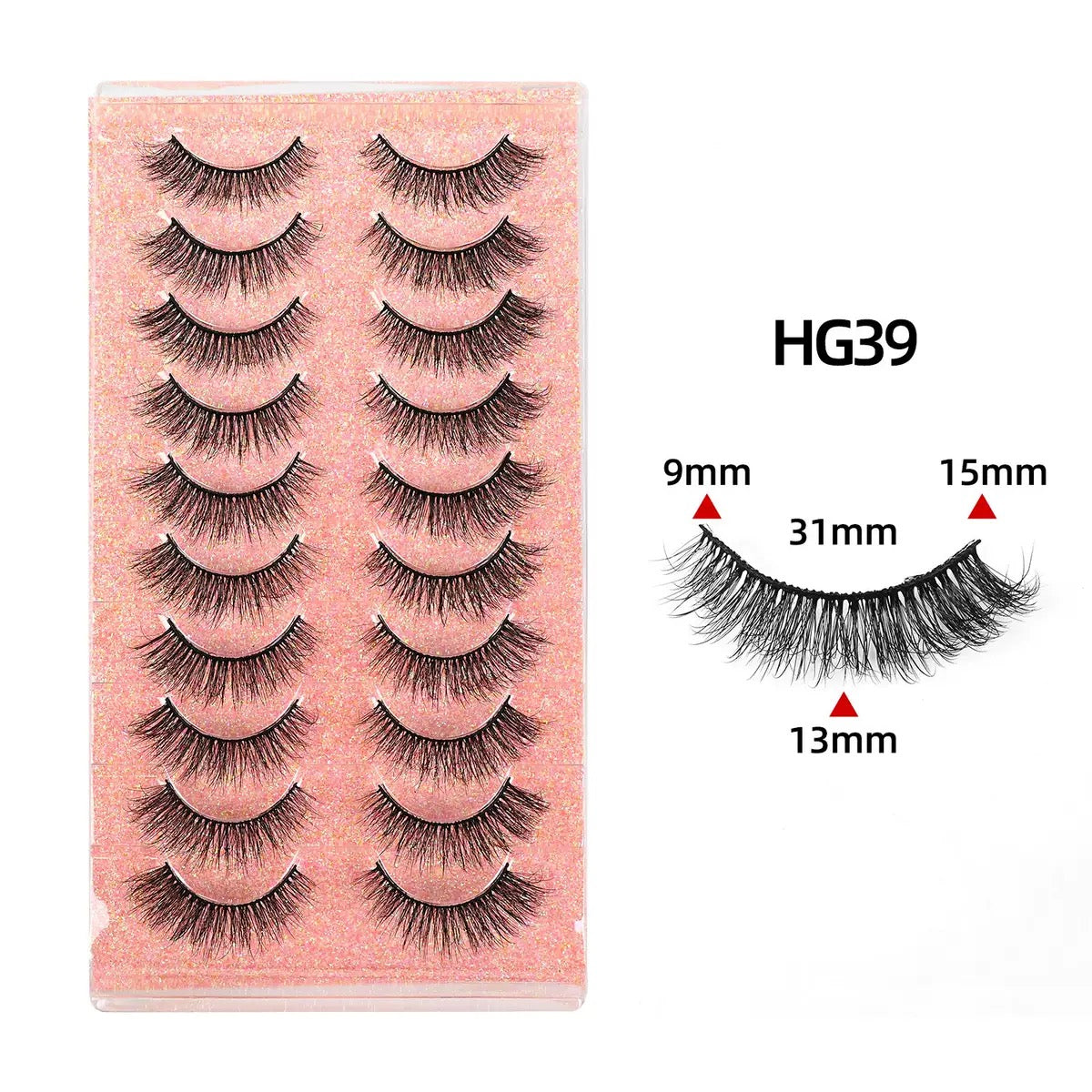 Cat Eye False Eyelashes 10 Pairs, Natural Wispy Fluffy Faux Mink Lashes Wholesale