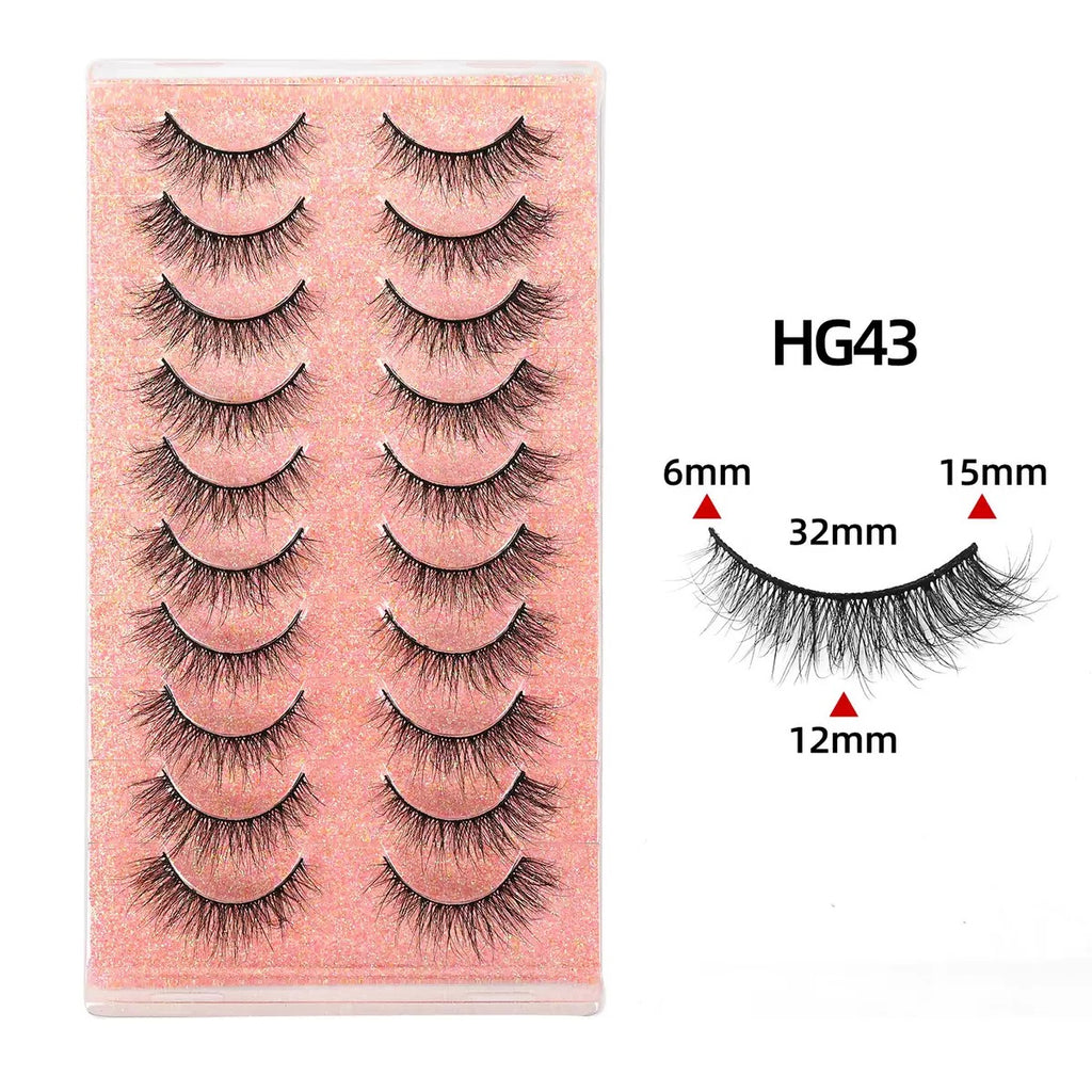 Cat Eye False Eyelashes 10 Pairs, Natural Wispy Fluffy Faux Mink Lashes Wholesale