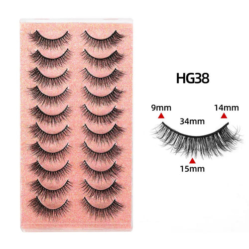 Cat Eye False Eyelashes 10 Pairs, Natural Wispy Fluffy Faux Mink Lashes Wholesale