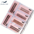 Glue Free Self Adhesive Lash Clusters, No Glue Needed Pre-Banded Cluster Lashes C Curl 12-16mm