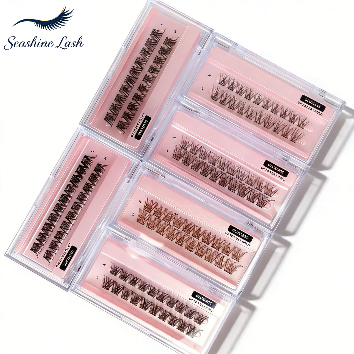 Glue Free Self Adhesive Lash Clusters, No Glue Needed Pre-Banded Cluster Lashes C Curl 12-16mm