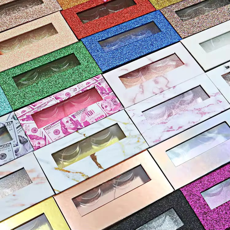 Wholesale Magnetic Eyelash Boxes, Empty Flip Top Lash Packaging Boxes with Clear Window, Multiple Colors Glitter Lash Storage Boxes for Strip Lashes