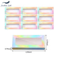 Wholesale Holographic Rectangle Empty Eyelash Boxes, Clear Window False Strip Lash Packaging Boxes for Lash Vendors