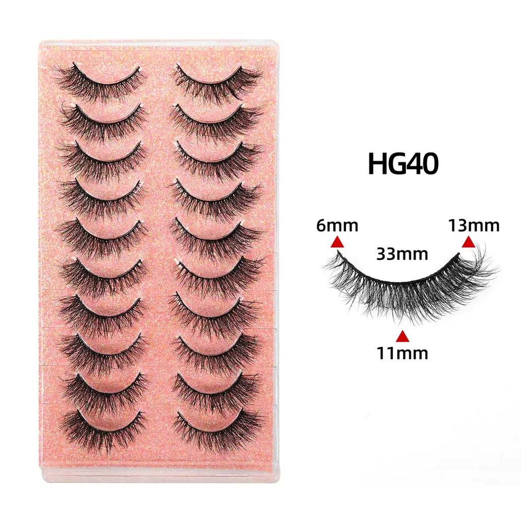 Cat Eye False Eyelashes 10 Pairs, Natural Wispy Fluffy Faux Mink Lashes Wholesale