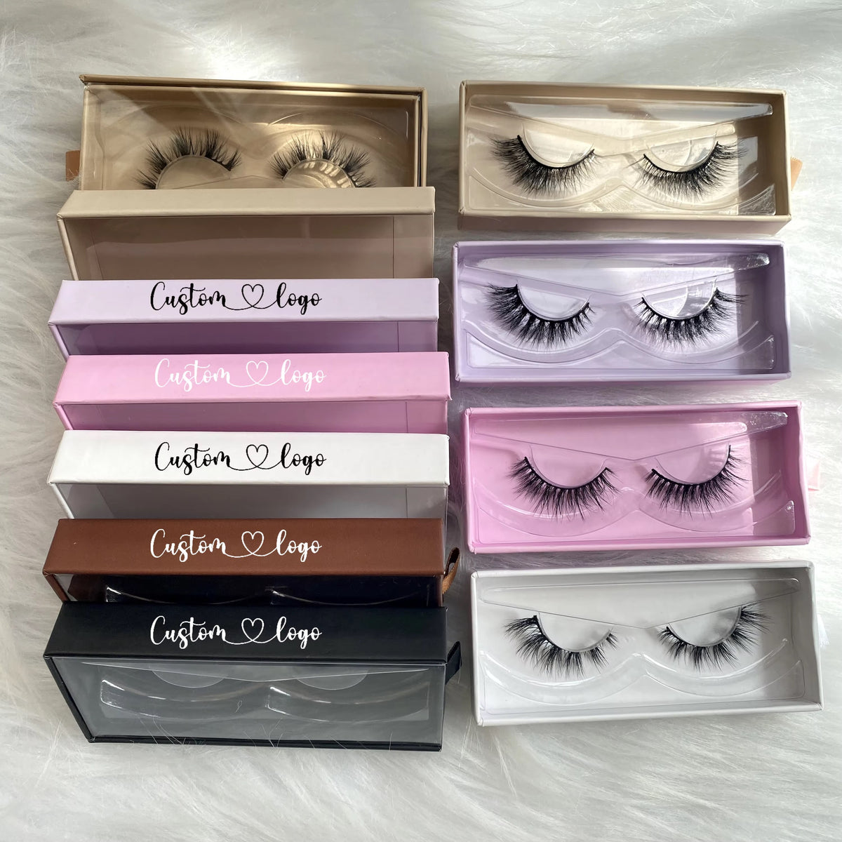 Custom Eyelash Packaging Boxes Wholesale, Assorted Empty Lash Boxes with Logo Customization, Magnetic Flip Lash Boxes with Clear Window for Strip Lashes