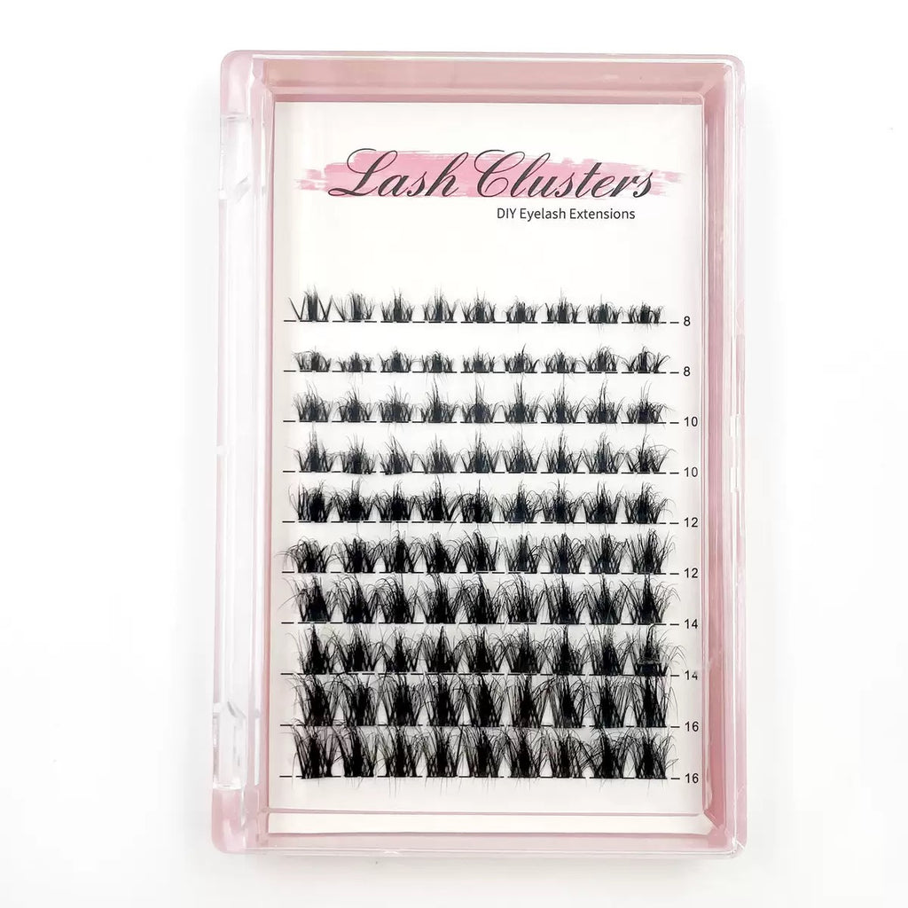 Synthetic  DIY Lash Clusters, Wispy Fluffy Cluster Lashes with Clear Band
