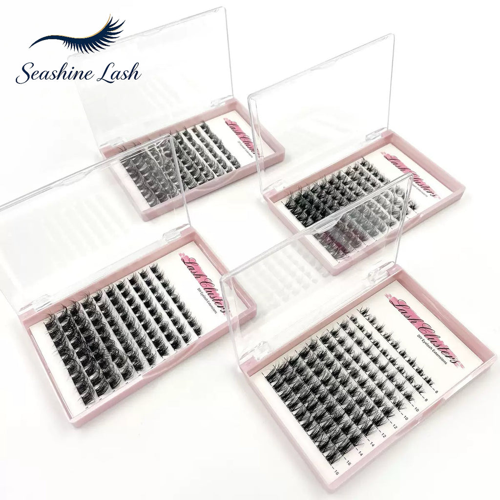 Synthetic  DIY Lash Clusters, Wispy Fluffy Cluster Lashes with Clear Band