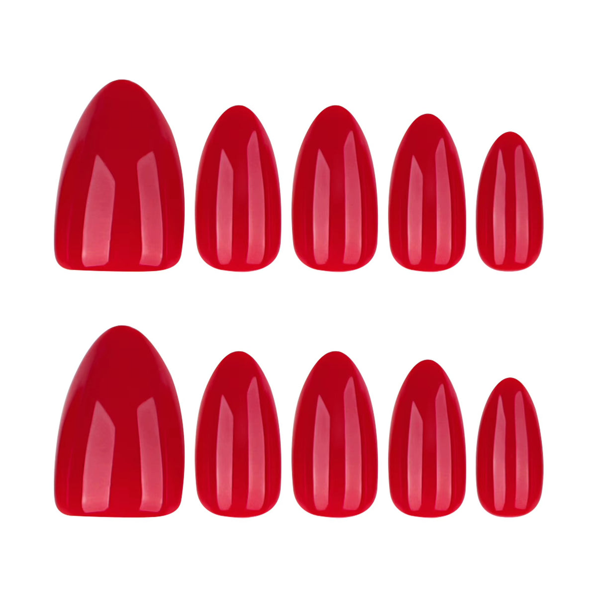 Red Wear‑Resistant Almond Press On Nails
